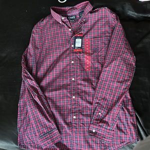 Chaps Xl red and navy button down